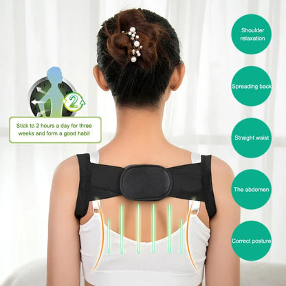1PC White Posture Corrector for Men and Women - Bionic System Back Brace Adjustable Upper Back Support Shoulder Posture Brace, Back Straightener Neck Pain Relief