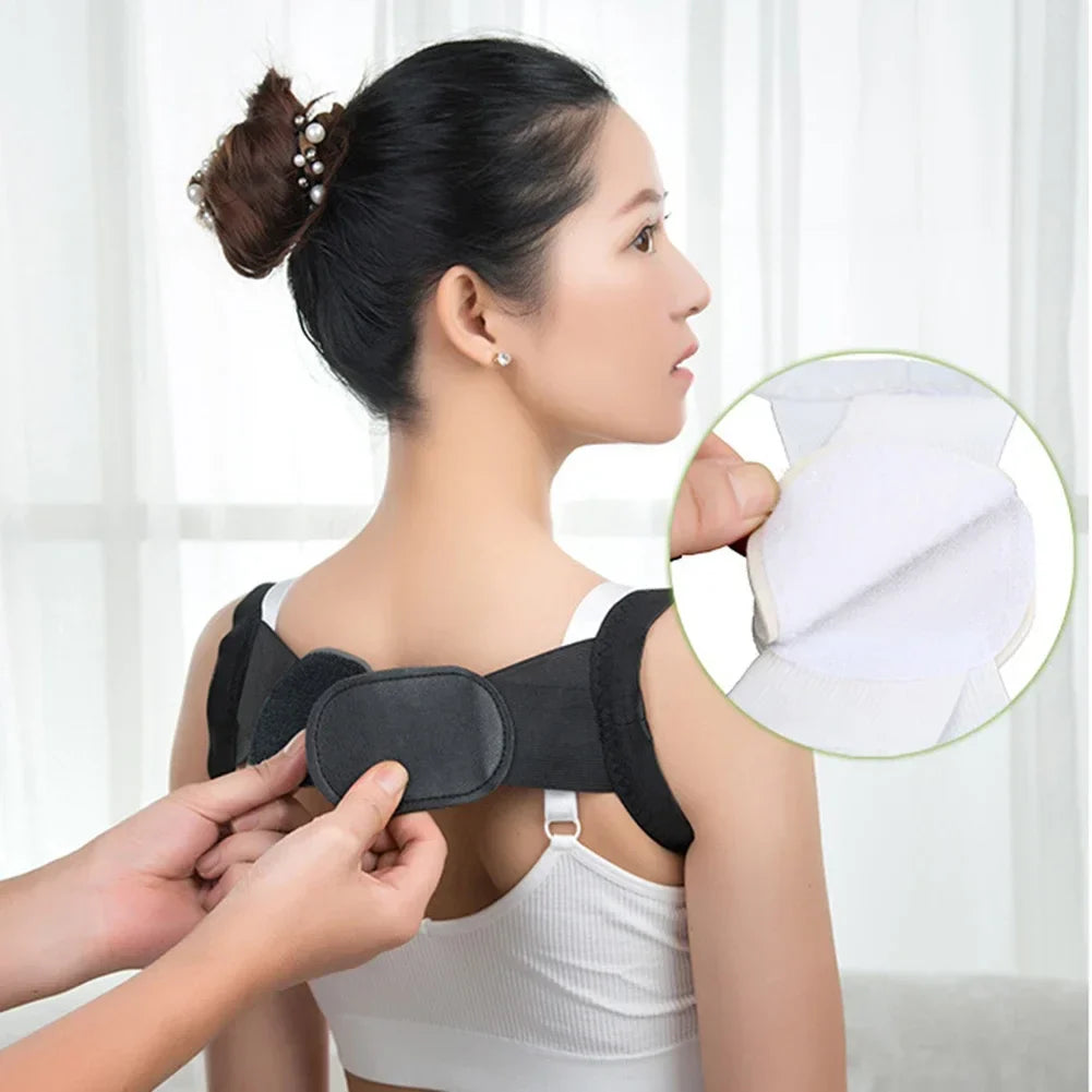 1PC White Posture Corrector for Men and Women - Bionic System Back Brace Adjustable Upper Back Support Shoulder Posture Brace, Back Straightener Neck Pain Relief