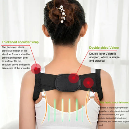 1PC White Posture Corrector for Men and Women - Bionic System Back Brace Adjustable Upper Back Support Shoulder Posture Brace, Back Straightener Neck Pain Relief
